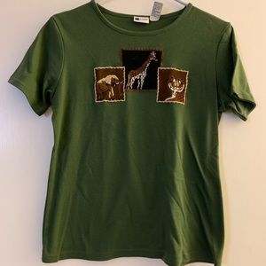 Olive green animal safari t shirt